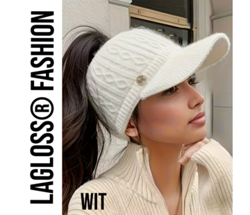 LaGloss Fleece Gevoerde Dames Baseballpet - Wit