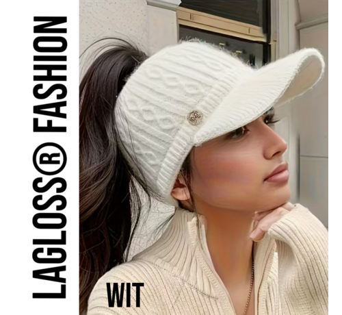 LaGloss LaGloss® Fleece Gevoerde Dames Baseballpet – Stretch Winterpet – Wit