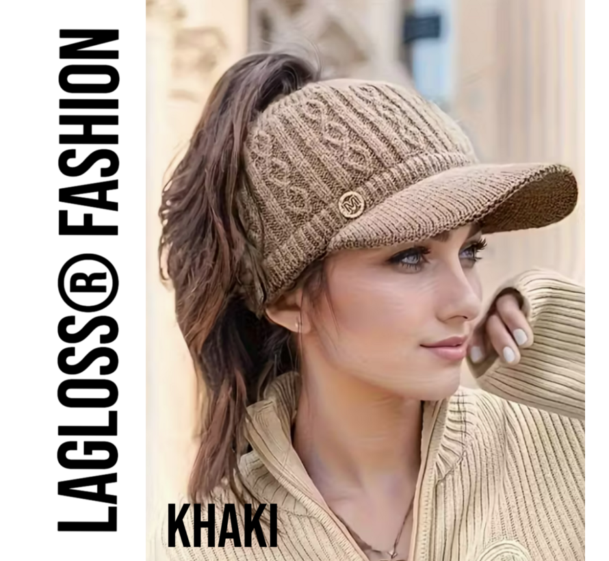 LaGloss® Fleece Gevoerde Dames Baseballpet – Stretch Winterpet – Khaki