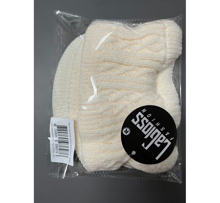 LaGloss® Fleece Gevoerde Dames Baseballpet – Stretch Winterpet – Beige