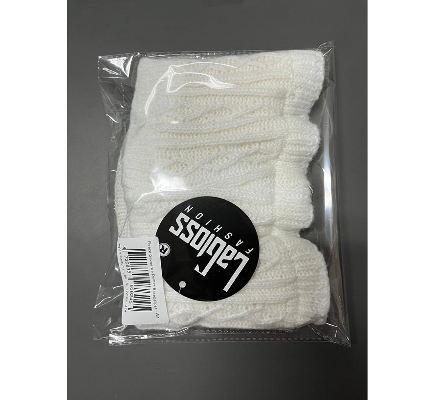LaGloss® Fleece Gevoerde Dames Baseballpet – Stretch Winterpet – Wit