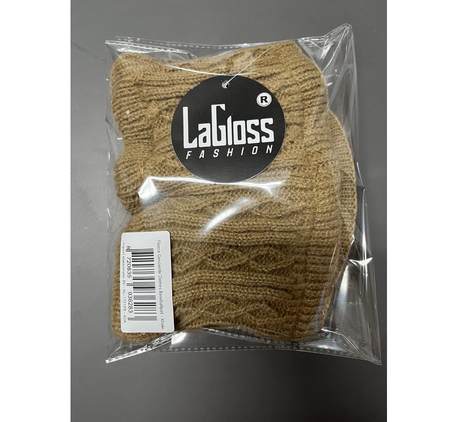 LaGloss® Fleece Gevoerde Dames Baseballpet – Stretch Winterpet – Khaki