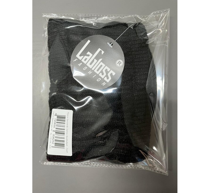 LaGloss® Fleece Gevoerde Dames Baseballpet – Stretch Winterpet – Zwart