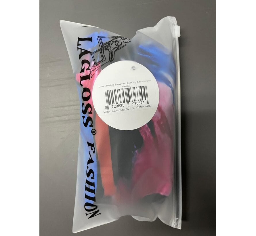 LaGloss® Dames Eendelig Badpak met Open Rug & Bloemenprint – Comfortabele Zomer Strandoutfit - Hoge Stretch Zwemkleding - Maat XXL