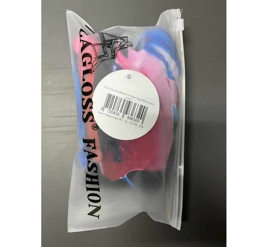 LaGloss® Dames Eendelig Badpak met Open Rug & Bloemenprint – Comfortabele Zomer Strandoutfit - Hoge Stretch Zwemkleding - Maat L