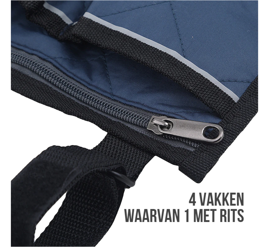 Allernieuwste.nl® Rolstoel Armsteun Opbergtas Zwart - Rolstoeltas met 4 Opbergvakken - 32.5 x 18 cm - Kleur ZWART