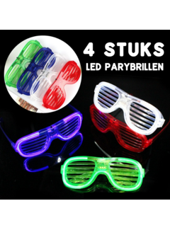 Allernieuwste.nl® T.O.M. Partybril 4 Stuks – lichtgevende Led Party Bril