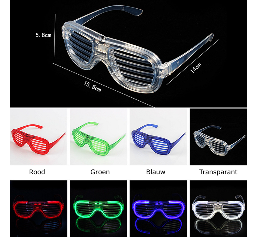 T.O.M. Partybril 4 STUKS – lichtgevende Led Party Bril – Foute Disco Bril Party Festival – 4 kleuren