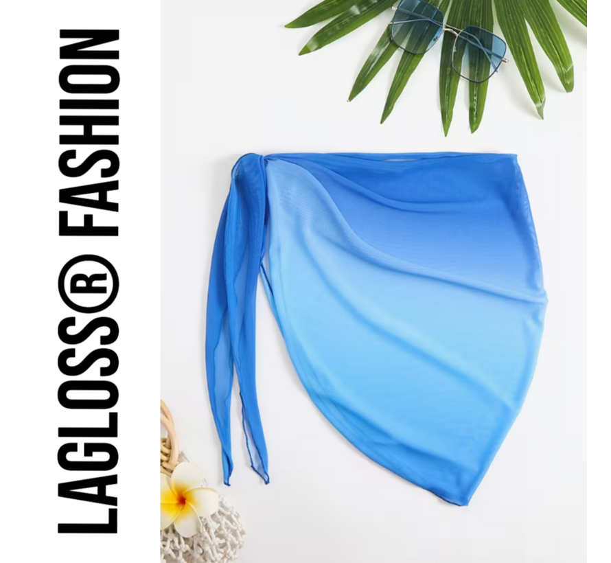 LaGloss® Blauwe Mesh Wikkelrok Ombre – Strand Cover-Up Dames – One Size