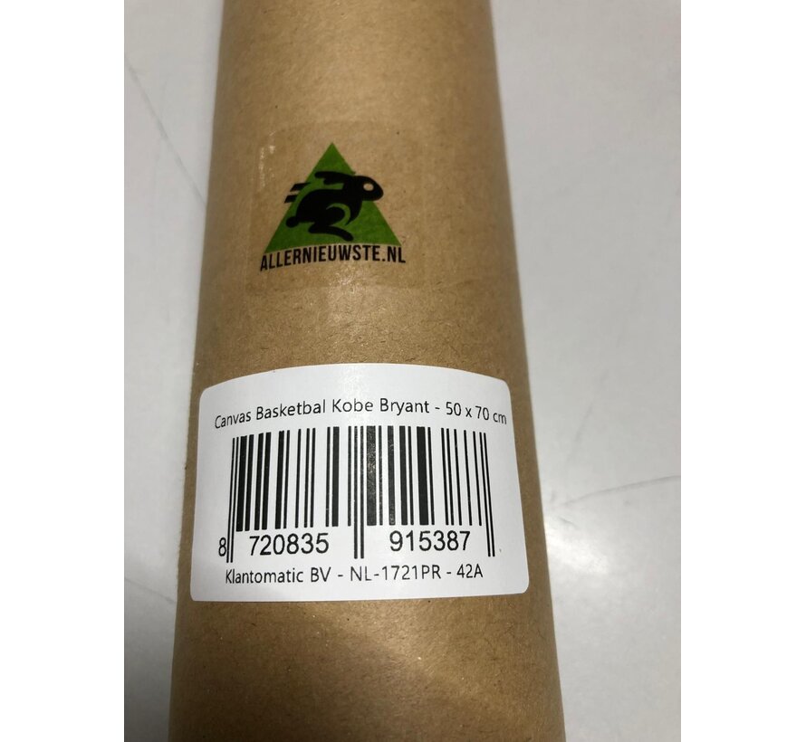 Allernieuwste.nl® Canvas Schilderij Basketbal Kobe Bryant - Kunst - Poster - Sport - 50 x 70 cm - Kleur
