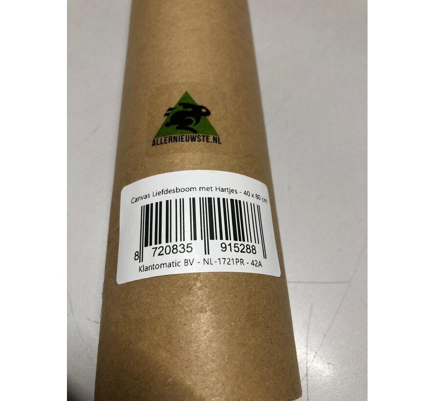 Allernieuwste.nl® Canvas Schilderij * Liefdesboom met Hartjes * - Romantisch Pop Graffiti - Kleur - 40 x 80 cm