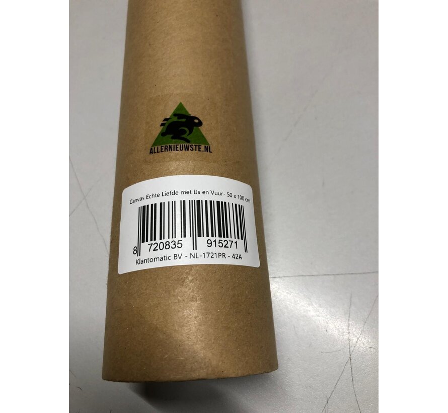 Allernieuwste.nl® Canvas Schilderij * Echte Liefde met IJs en Vuur * - Pop Graffiti - Kleur - 50 x 100 cm