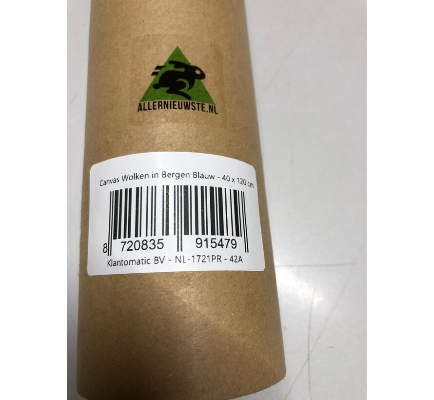 Allernieuwste.nl® Canvas Schilderij Wolken in Bergen Blauw - Moderne kunst - Poster - 40 x 120 cm - Kleur