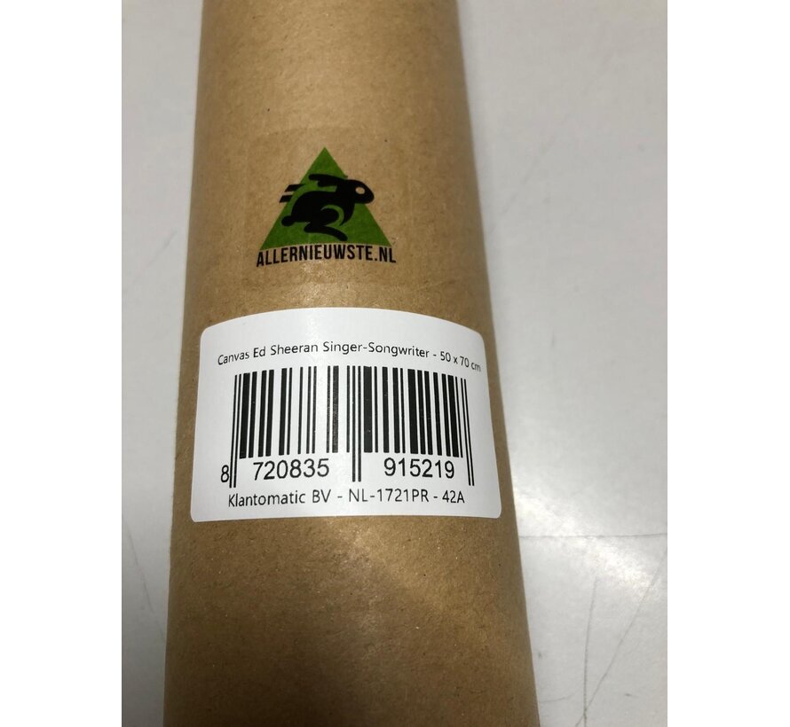Allernieuwste.nl® Canvas Schilderij * Ed Sheeran Singer-Songwriter * - Modern Muziek - kleur - 50 x 70 cm
