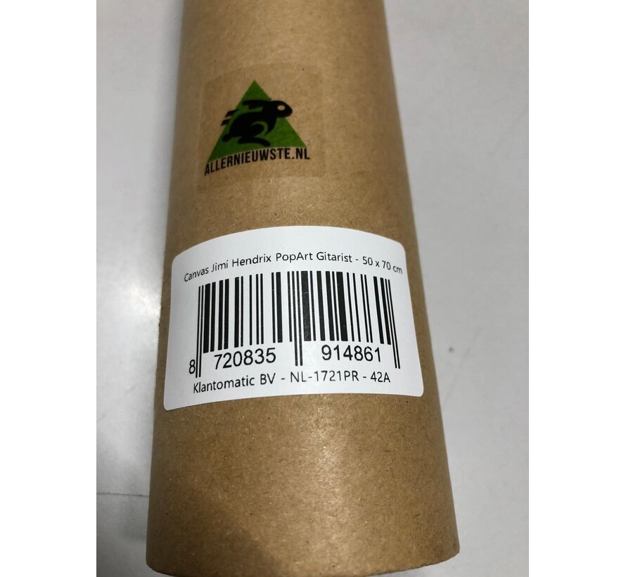 Allernieuwste.nl® Canvas Schilderij Jimi Hendrix PopArt Gitarist - Kunst - PopArt - Poster - 50 x 70 cm - Kleur