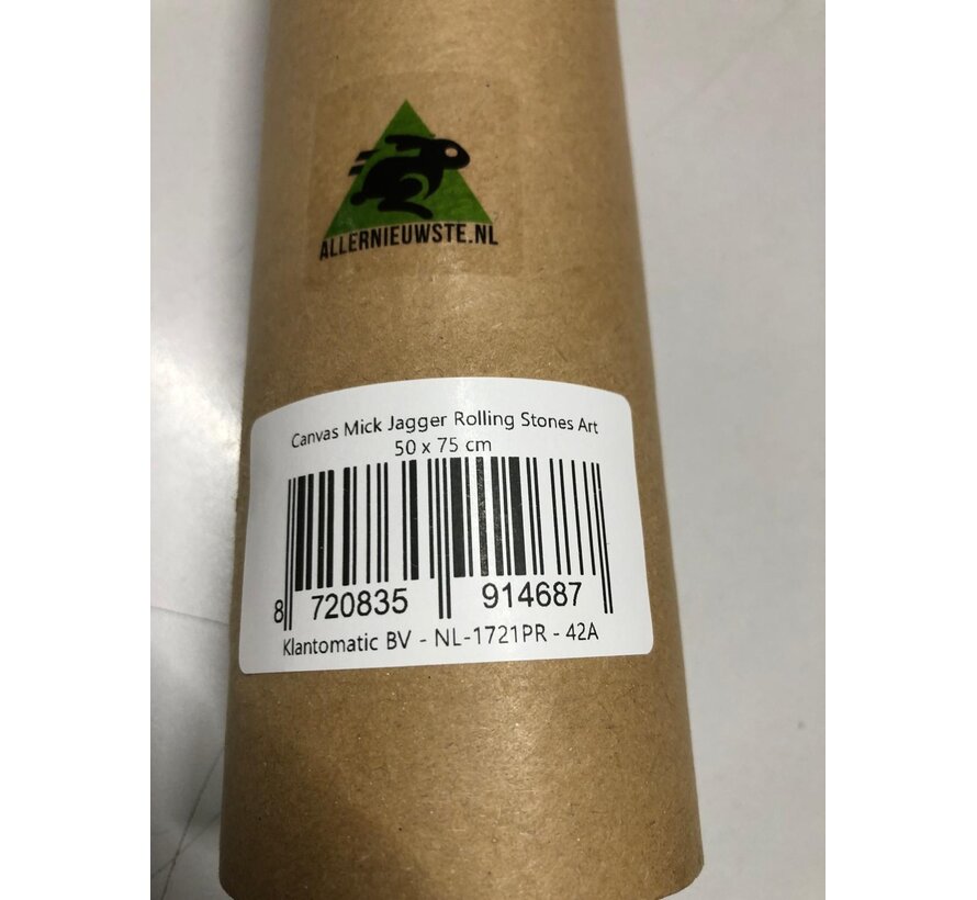 Allernieuwste.nl® Canvas Schilderij * Mick Jagger Rolling Stones Art * - Modern Grafisch - zwart-wit - 50 x 75 cm