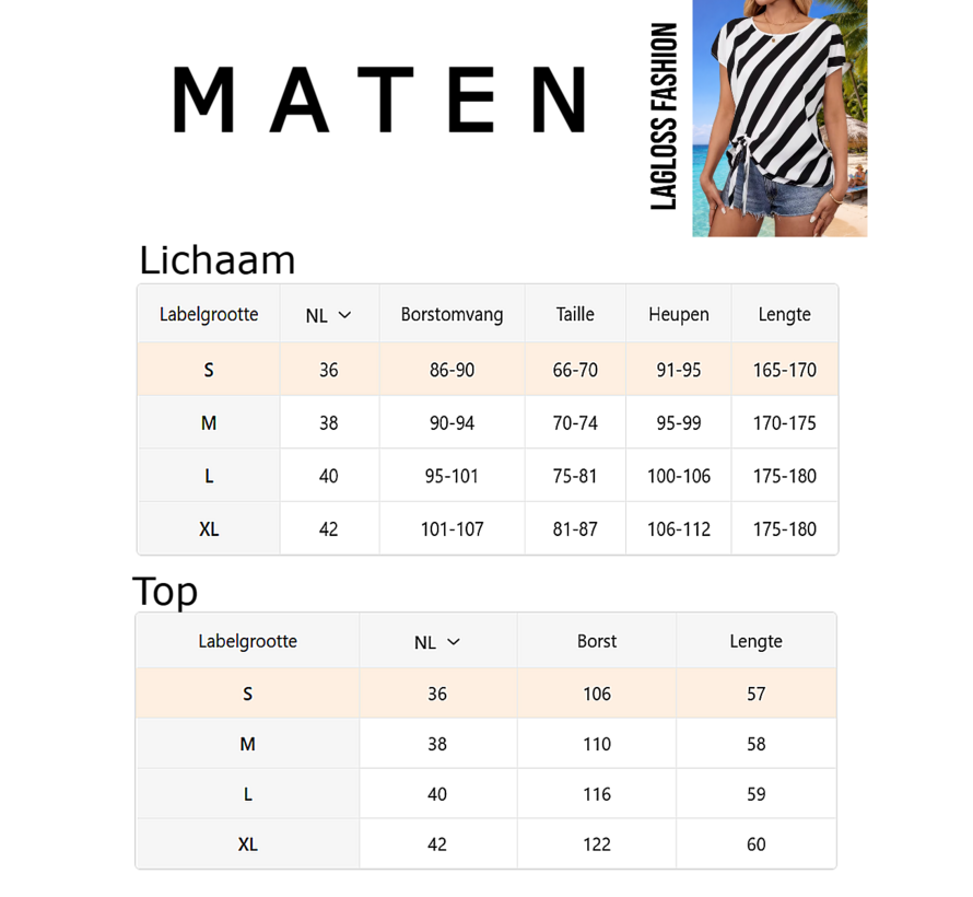 LaGloss® Zwart-Wit Gestreepte Semi-Transparante Dames Top met Strikdetails – Korte Mouw Top - Lente/Zomer/Herfst - Maat XL