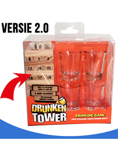 Allernieuwste.nl® 3-in-1 Drankspel Stapeltoren incl 4 shotglaasjes