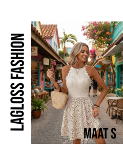 LaGloss Kanten Halternek Bloemenprint Zomerjurk – Maat S