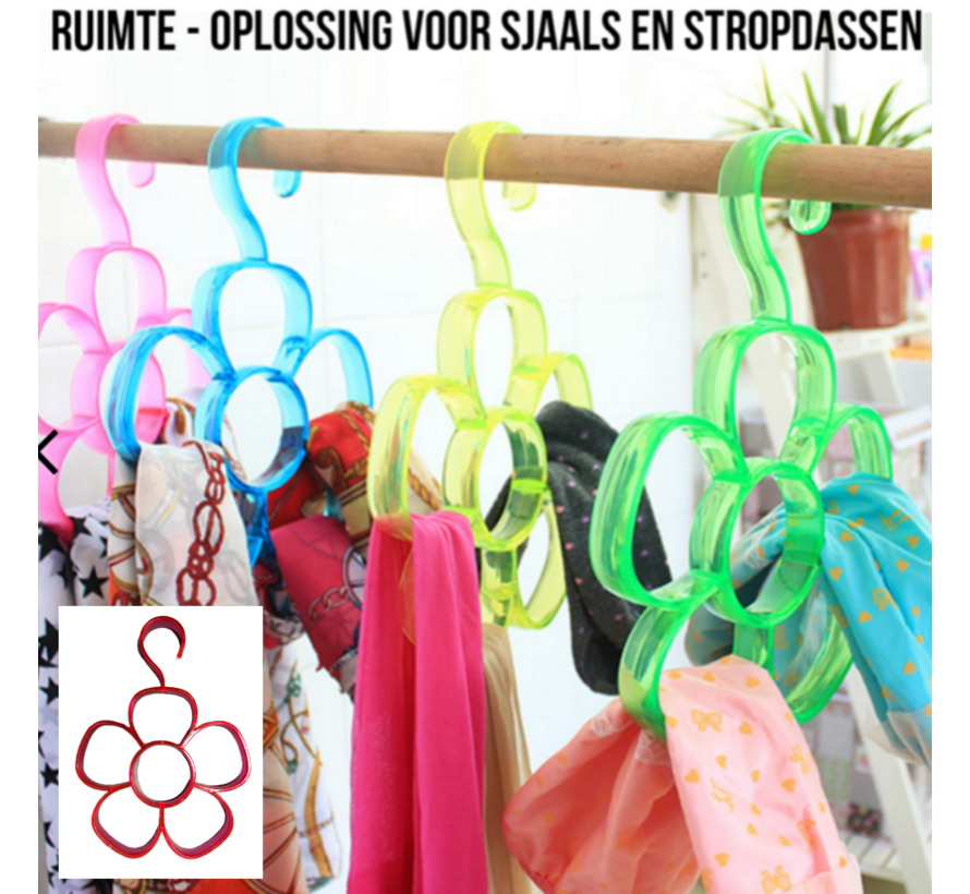 4 STUKS Sjaal Stropdas Hanger Organizer voor Sjaal en Stropdas - Multifunctioneel - Rood/Roze - 26 x 18.5 cm - Set 4 Stuks