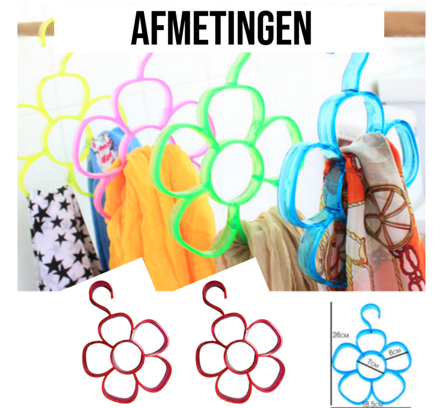 4 STUKS Sjaal Stropdas Hanger Organizer voor Sjaal en Stropdas - Multifunctioneel - Rood/Roze - 26 x 18.5 cm - Set 4 Stuks