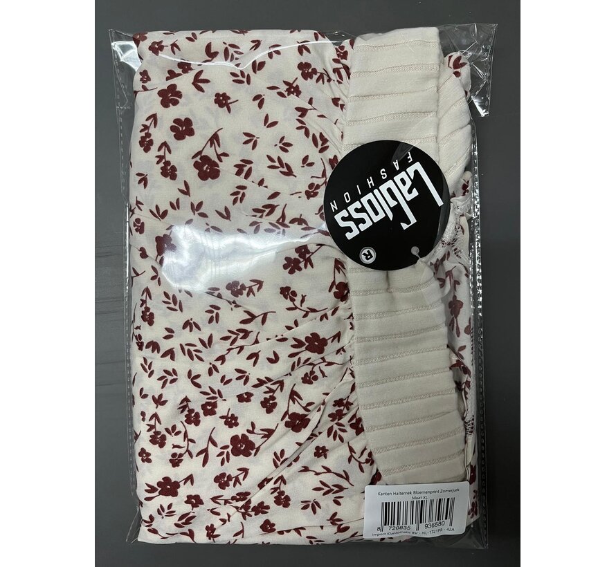 LaGloss® Kanten Halternek Bloemenprint Zomerjurk – Boho Strand & Casual Chic – Maat XL