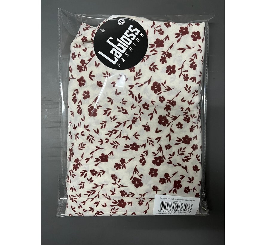 LaGloss® Kanten Halternek Bloemenprint Zomerjurk – Boho Strand & Casual Chic – Maat M