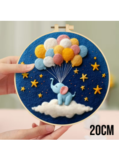 Allernieuwste.nl® DIY Naaldvilt Wolvilt Pakket – Olifantje met Ballonnen