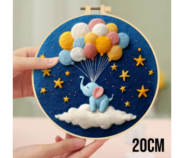 Allernieuwste.nl® DIY Naaldvilt Wolvilt Pakket – Olifantje met Ballonnen