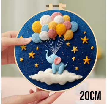 Allernieuwste.nl® DIY Naaldvilt Wolvilt Pakket – Olifantje met Ballonnen