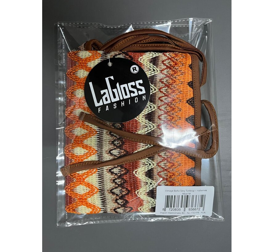 LaGloss® Vintage Boho Sexy Tanktop – Halternek met Open Rug, Zomer Strand & Casual Top – Maat M