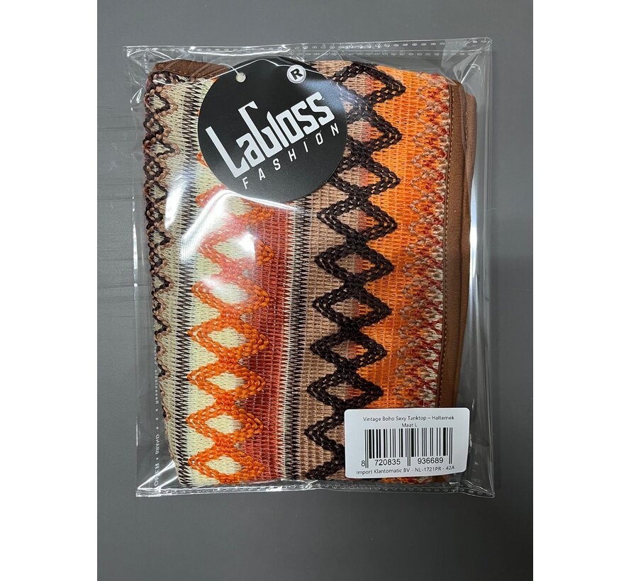 LaGloss® Vintage Boho Sexy Tanktop – Halternek met Open Rug, Zomer Strand & Casual Top – Maat L