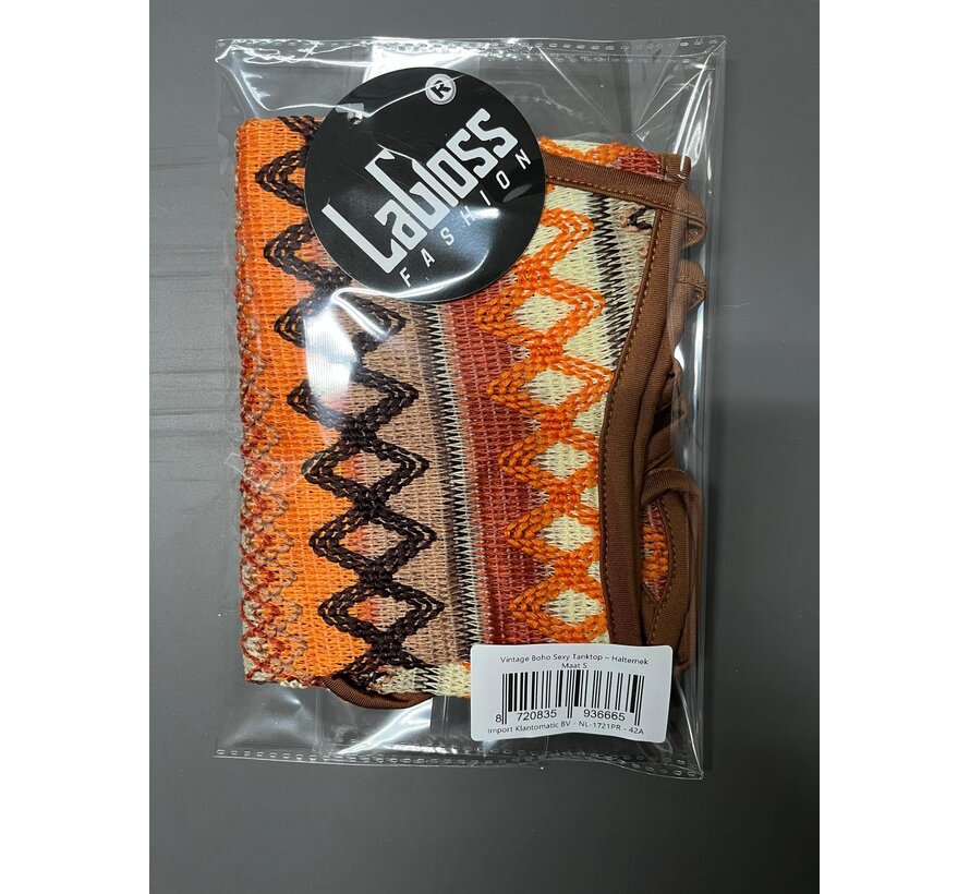 LaGloss® Vintage Boho Sexy Tanktop – Halternek met Open Rug, Zomer Strand & Casual Top – Maat S