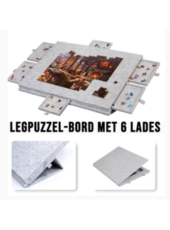 Allernieuwste.nl Legpuzzel Bord met 6 Lades – Lichtgrijs