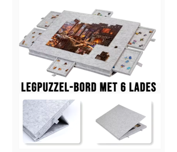 Allernieuwste.nl Legpuzzel Bord met 6 Lades – Lichtgrijs