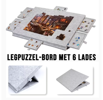 Allernieuwste.nl Legpuzzel Bord met 6 Lades – Lichtgrijs