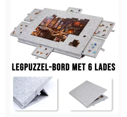 Allernieuwste.nl Allernieuwste.nl® Legpuzzel Bord met 6 Lades – Puzzel Organizer & Puzzeltafel – Lichtgrijs