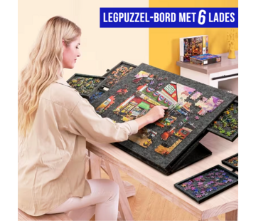 Allernieuwste.nl Legpuzzel Bord met 6 Lades – Donkergrijs