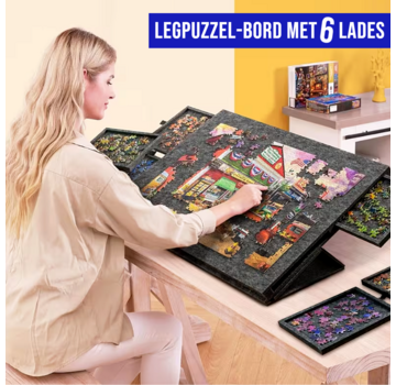 Allernieuwste.nl Legpuzzel Bord met 6 Lades – Donkergrijs