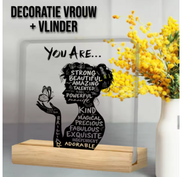 Allernieuwste.nl Acryl Bureau Bord – “You Are Strong, Beautiful & Enough” – 10 x 10 cm