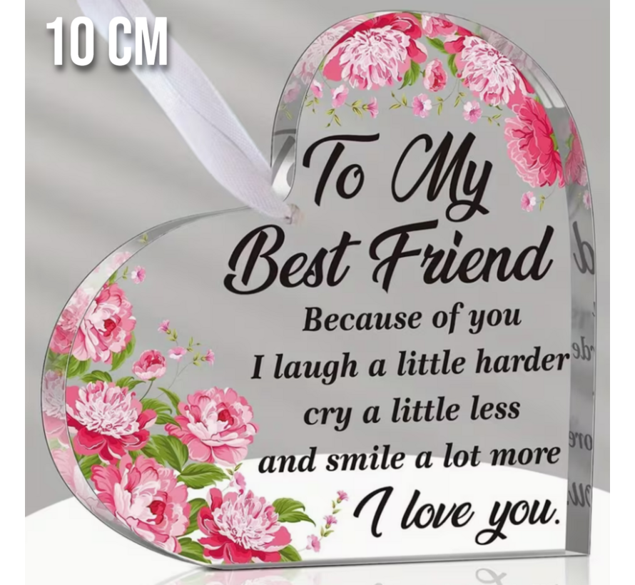 Allernieuwste.nl® Acryl Hart Hangdecoratie 10x10 cm – Vriendschap Cadeau voor Auto, Raam of Interieur