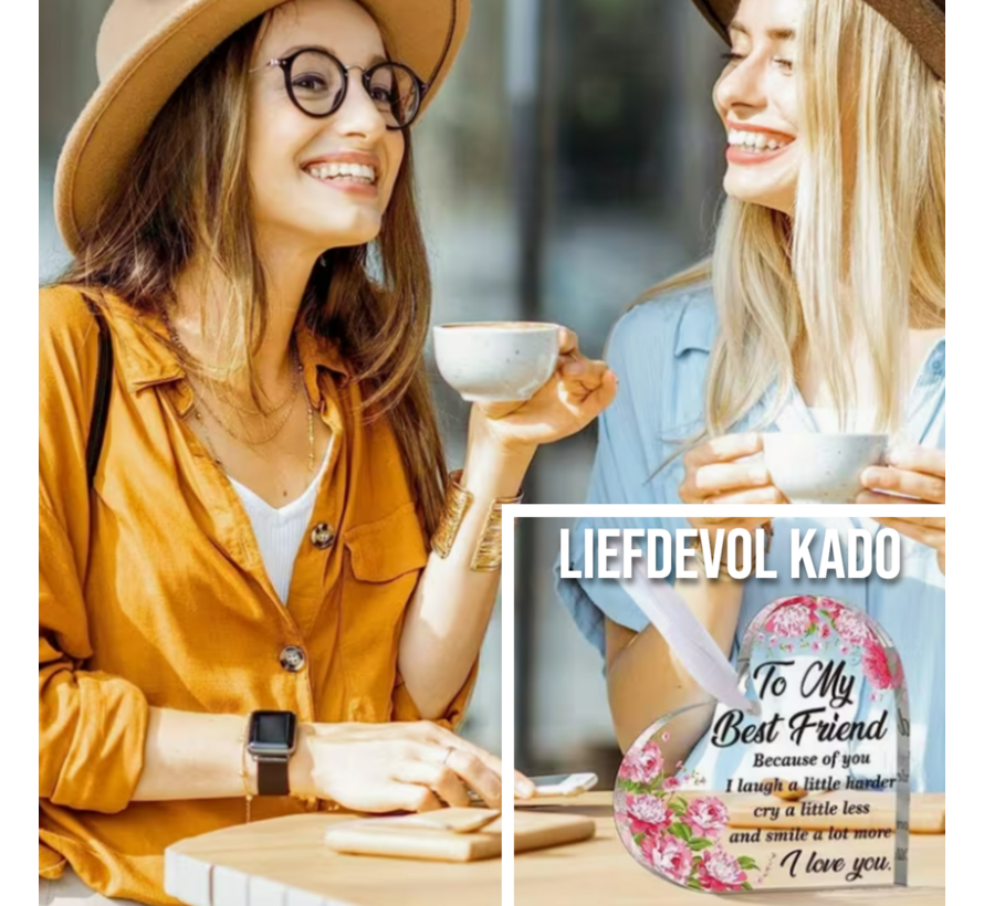 Allernieuwste.nl® Acryl Hart Hangdecoratie 10x10 cm – Vriendschap Cadeau voor Auto, Raam of Interieur