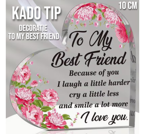 Allernieuwste.nl Allernieuwste.nl® Acryl Hart Hangdecoratie 10x10 cm – Vriendschap Cadeau voor Auto, Raam of Interieur