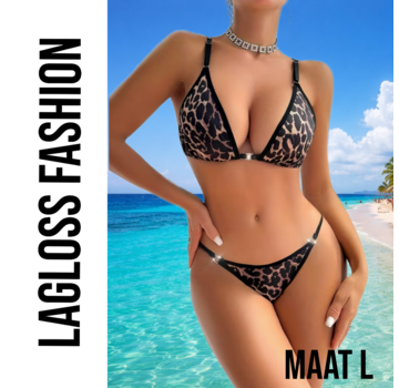 LaGloss Luipaardprint BH-set - Maat L