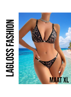 LaGloss Luipaardprint BH-set - Maat XL