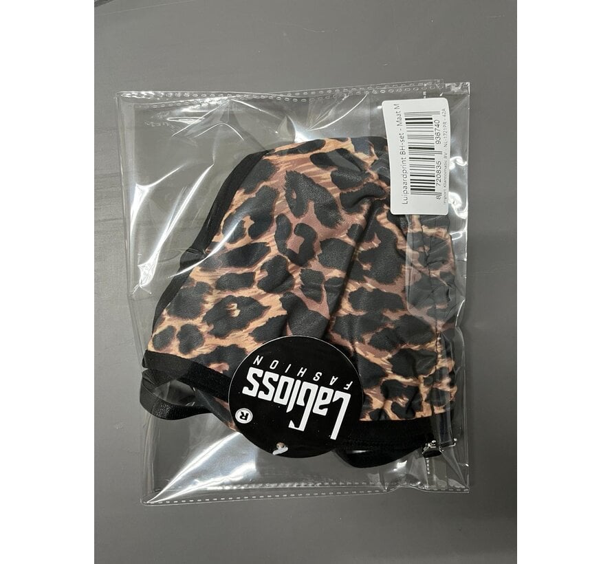 LaGloss® Luipaardprint BH-set – Driehoekige Top met Voorsluiting & Kruisbandjes - Verleidelijk en Comfortabel –  Lingerie set - Maat M