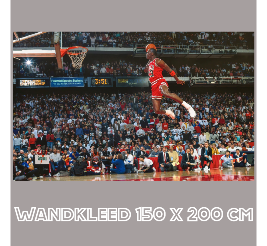 Allernieuwste.nl® Wandkleed Michael Jordan Classic Dunk - Sport - Actiefoto - Wandtapijt Wanddecoratie Muurkleed Tapestry – Kleur - 150 x 200 cm