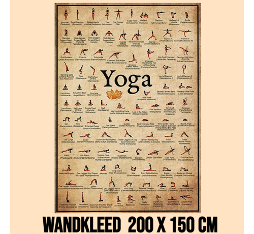 Allernieuwste.nl Allernieuwste.nl® Wandkleed 94x YOGA Houdingen op een Rij - Yoga Asana Oefeningen -Wandtapijt Wanddecoratie Muurkleed Tapestry - Kleur - 200 x 150 cm
