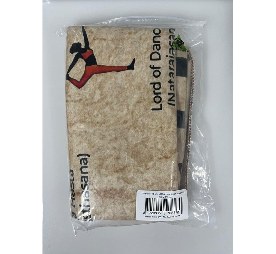 Allernieuwste.nl® Wandkleed 94x YOGA Houdingen op een Rij - Yoga Asana Oefeningen -Wandtapijt Wanddecoratie Muurkleed Tapestry - Kleur - 200 x 150 cm