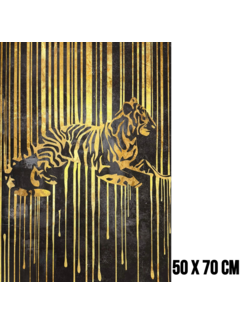 Allernieuwste.nl Canvas Schilderij Gouden Tijger – 50 x 70 cm